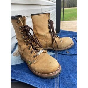 Ad-Tec Women 7 Steel Toe Work Boots Tan Leather Water Resistant Oil Tanned 2426
